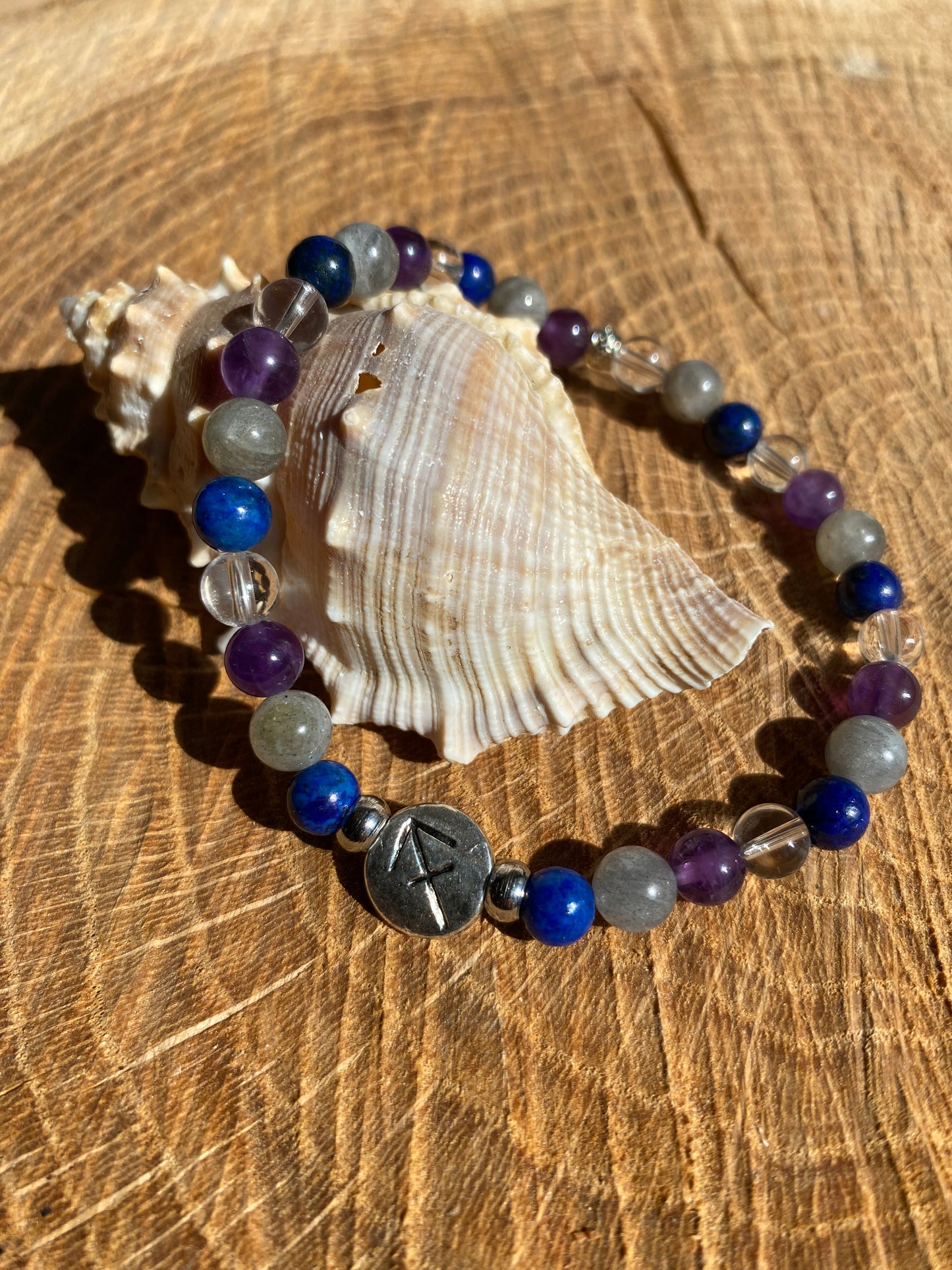 Bijoux ésotérique - astrologie - sagittaire - bracelet pierres naturelles - labradorite - améthyste - cristal de roche - azurite - kyvoitou 📿