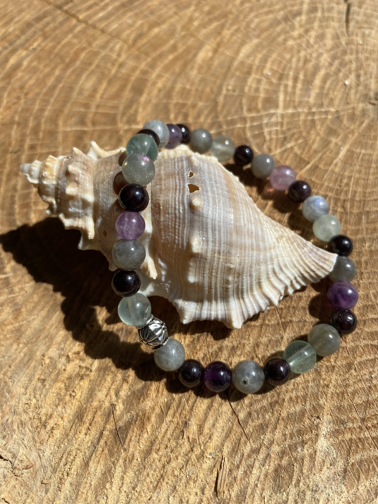 Bijoux ésotérique - bracelet pierres naturelles - apaisant - labradorite - grenat - fluorine - kyvoitou 📿