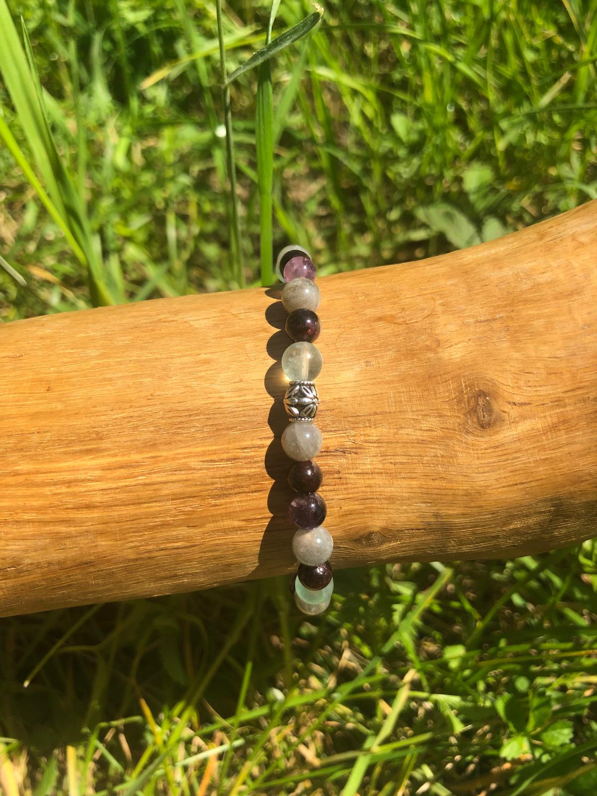 Bijoux ésotérique - bracelet pierres naturelles - apaisant - labradorite - grenat - fluorine - kyvoitou 📿