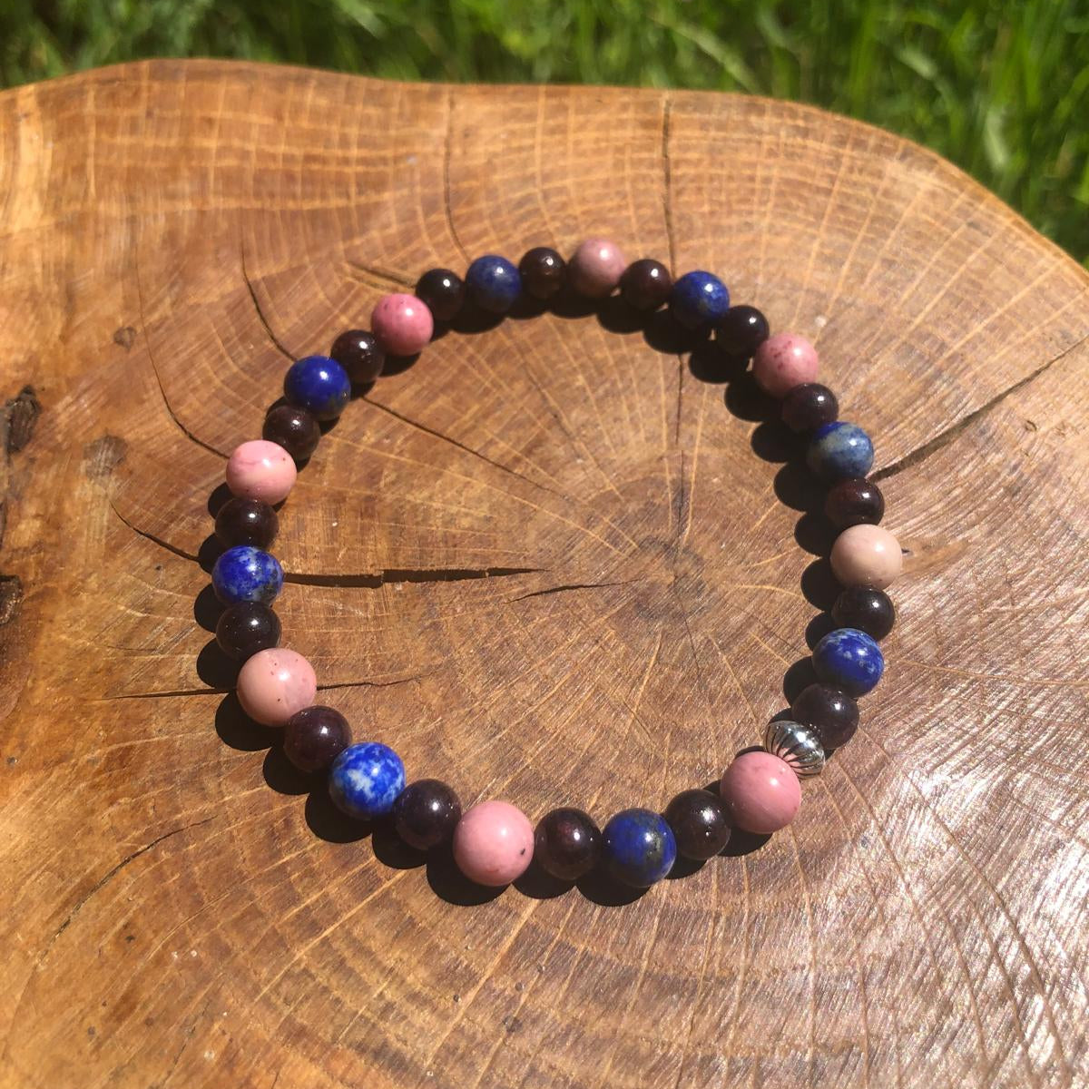 Esoteric jewelry - natural stone bracelet - vitality - rhodonite - garnet - lapis lazuli - kyvoitou 📿