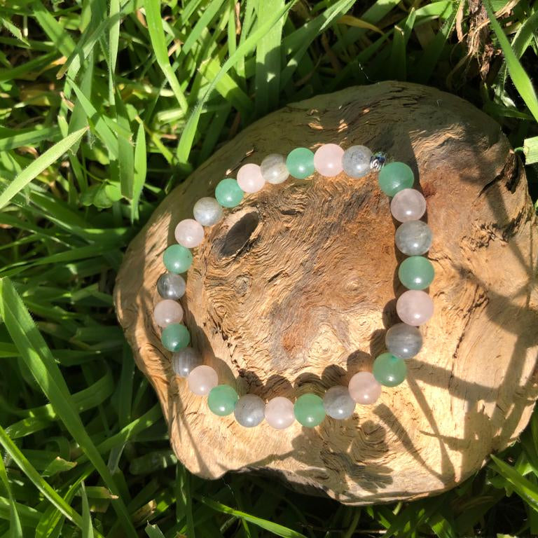 Esoteric jewelry - natural stone bracelet - love - rose quartz - aventurine - rock crystal - kyvoitou 📿