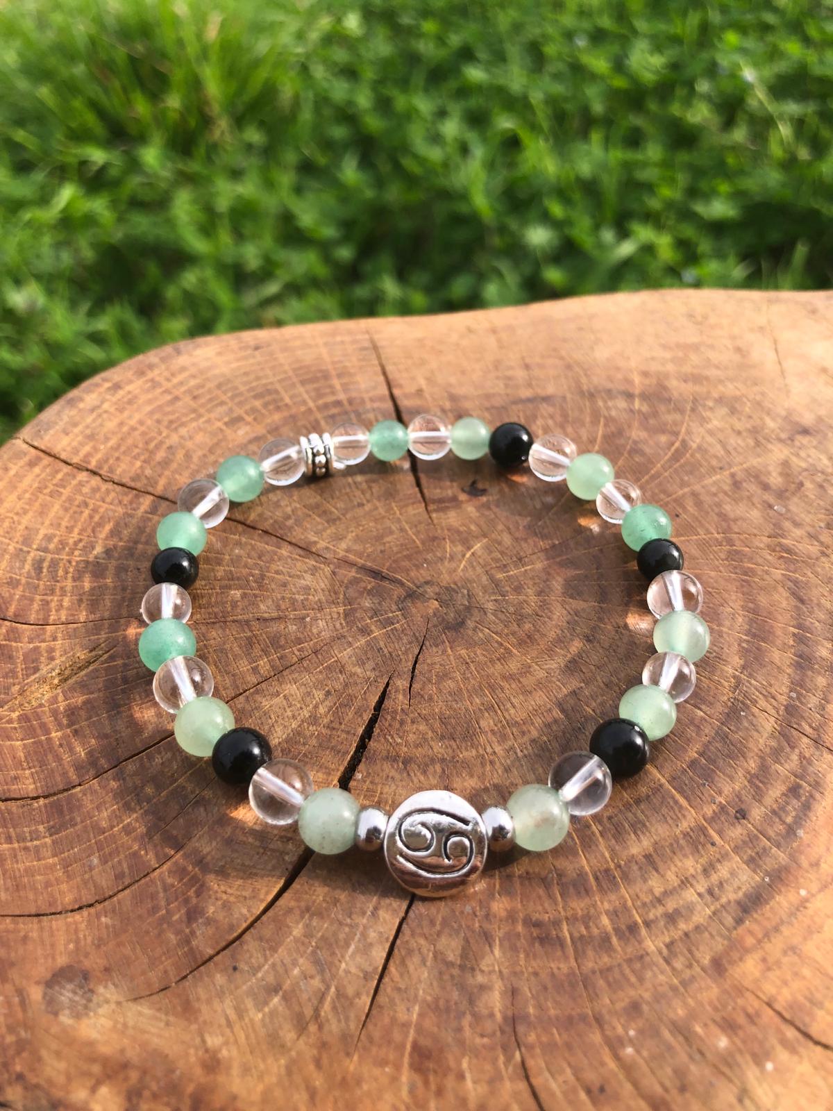 Bijoux ésotérique - astrologie - cancer - bracelet pierres naturelles - aventurine - cristal de roche - obsidienne - kyvoitou 📿
