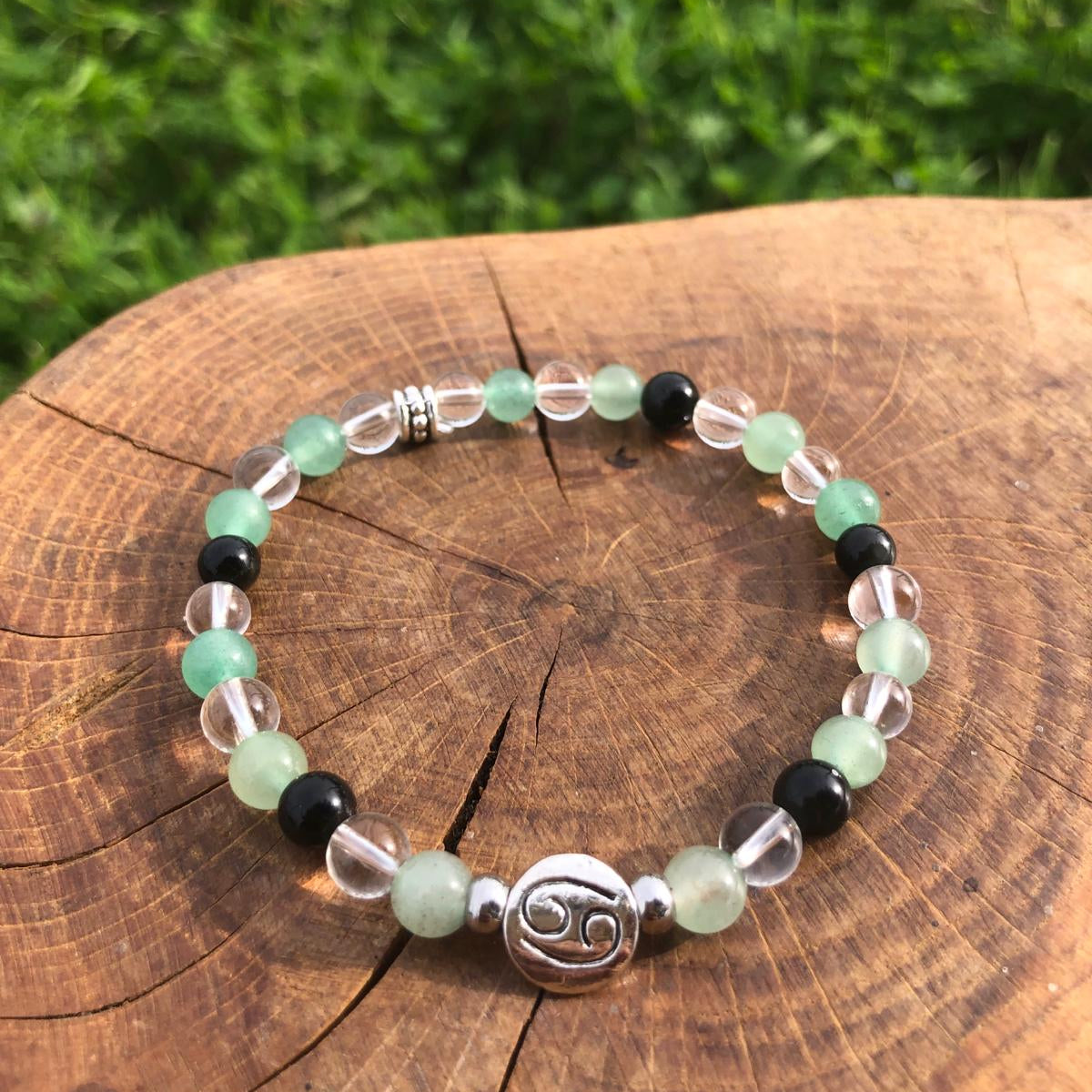 Esoteric jewelry - astrology - cancer - natural stone bracelet - aventurine - rock crystal - obsidian - kyvoitou 📿