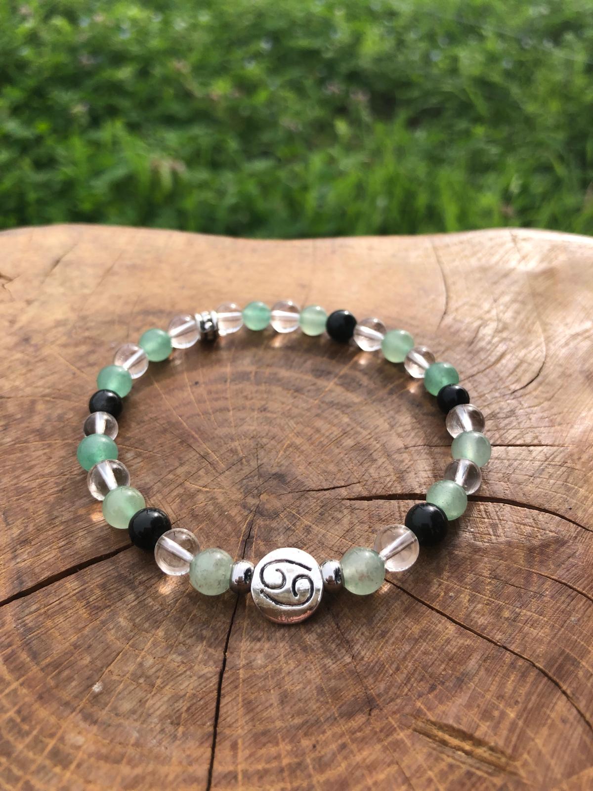Bijoux ésotérique - astrologie - cancer - bracelet pierres naturelles - aventurine - cristal de roche - obsidienne - kyvoitou 📿