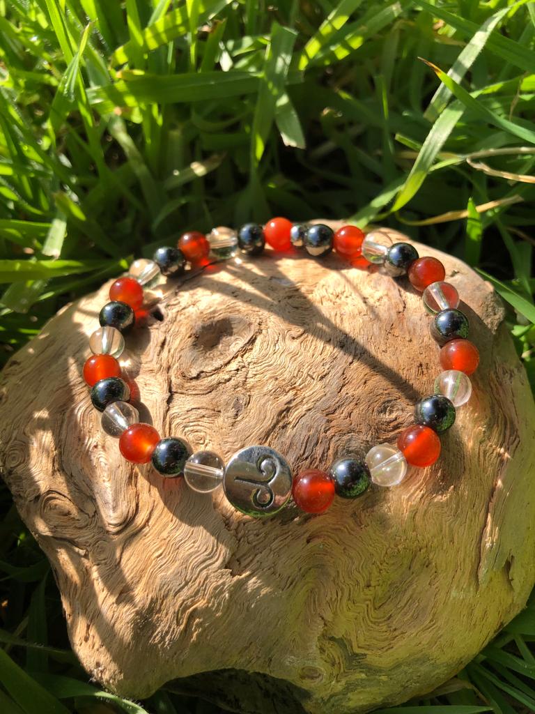 Bijoux ésotérique - astrologie - bélier - bracelet pierres naturelles - jaspe rouge - hématite - cristal de roche - kyvoitou 📿
