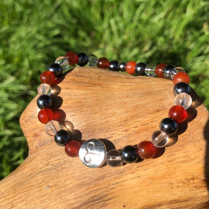 Esoteric jewelry - astrology - Aries - natural stone bracelet - red jasper - hematite - rock crystal - kyvoitou 📿