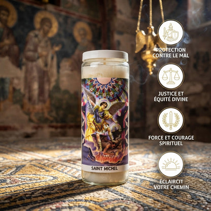 Bougie de neuvaine - Saint Michel Archange - bougie de prière 9 jours - protection contre le mal - cire végétale - objet religieux - kyvoitou 🕯️