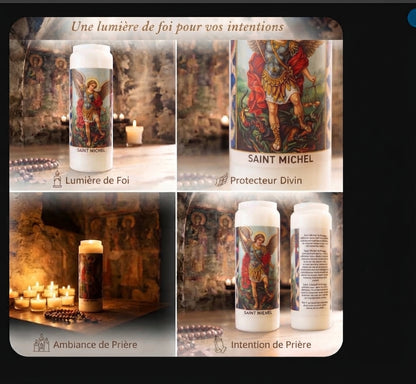 Bougie de neuvaine - Saint Michel Archange - bougie de prière 9 jours - protection contre le mal - cire végétale - objet religieux - kyvoitou 🕯️