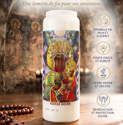 Bougie de neuvaine Vierge Noire - 9 jours de prière - Kyvoitou