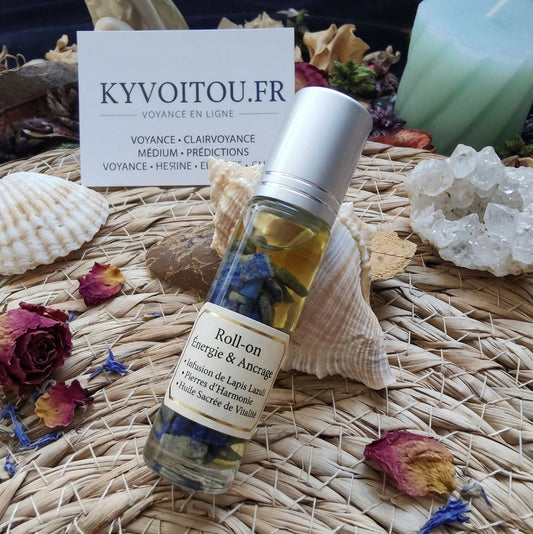 Roll-on lapis lazuli - harmonie et intuition - chakra 3ème oeil - pierres naturelles - huile jojoba - kyvoitou 💎