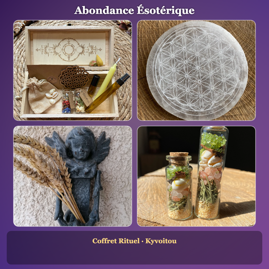 Esoteric Abundance Lot - Ritual Box - Bracelet, Vial, Flower of Life & Wheat Sprigs - Kyvoitou 🍀