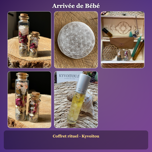 Baby Arrival Lot - ritual set - flower of life - magic vials - roll-on - Kyvoitou