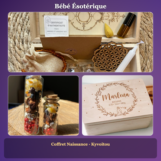 Esoteric Baby Lot - Birth Box - Engraved Wooden Box, Vial, Natal Chart & Surprises - Kyvoitou 👶